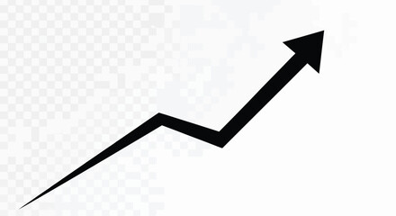 Black arrow pointing upwards isolated on, symbolizing growth, progress, and positive direction