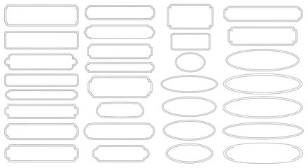 Collection of various outline frames and borders, including rectangles, ovals, and rounded shapes isolated on