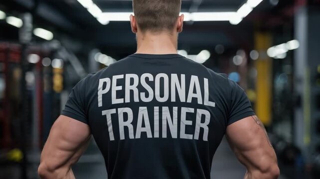 Motivated personal trainer ready to help you achieve your fitness goals in a modern gym setting, offering guidance and support for a healthier lifestyle