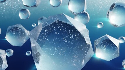 Geometric crystal stones suspended in mid air, showcasing translucent shapes in 4K resolution, perfect for commercial uses such as advertising luxury products or visualizing innovative ideas.