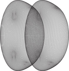 Abstract Overlapping Wireframe Ovals Digital Grid Structure and Geometric Mesh Design