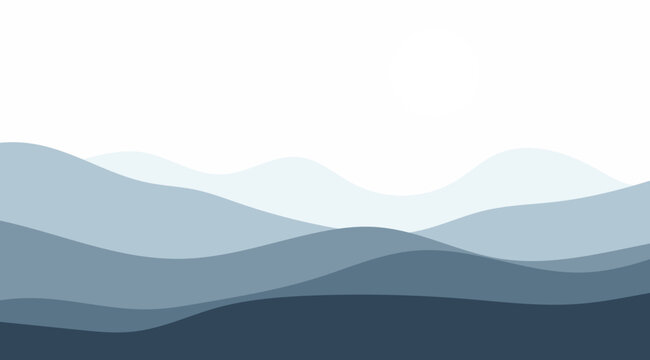 Abstract layered mountains background image in serene blue tones, ideal for serene design themes, promoting peace and calm aesthetics