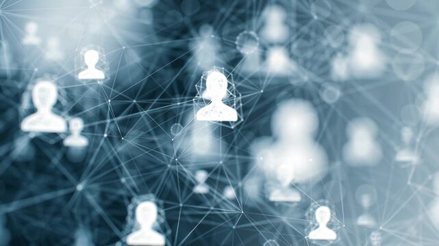 Bright Digital Network Connecting People Icons for Human Resources (White Background)