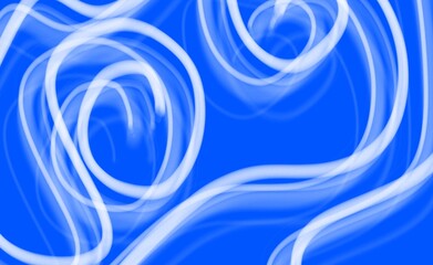Abstract flowing white light on blue background