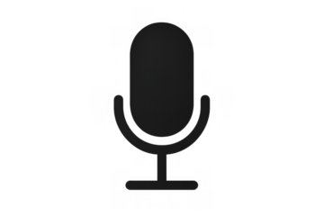 Microphone icon representing sound recording, audio capture, voice messages, podcasting, and communication on transparent background
