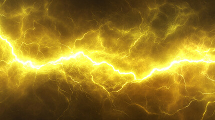 Bright yellow electric lightning bolt striking dynamically against a dark background representing energy power electricity force and high-voltage impact in a vibrant abstract concept