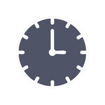 Minimalist Dark Clock Face with White Hands Indicating Nine O'Clock