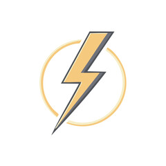 Yellow electric thunderbolt graphic with a subtle circular outline representing energy and power