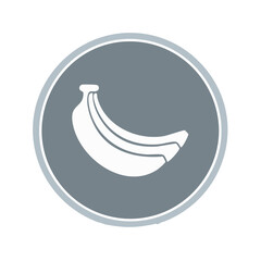 White Banana Bunch Silhouette in Gray Circle Icon Minimalist Flat Design