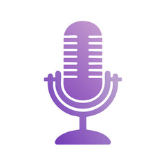 Purple gradient retro microphone icon for podcasting, broadcasting, and audio recording