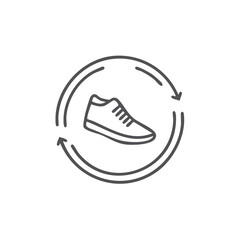 Shoes In a Circular Arrow Logo, Footwear Recycle Concept.