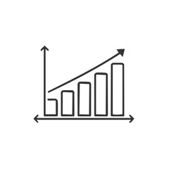 Business growth graph with ascending bars and arrow symbol vector illustration