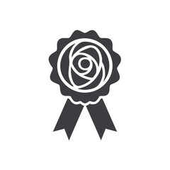 Award ribbon icon with rose symbol and banners