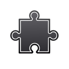 Single Puzzle Piece Illustration in Gray with White Outline on White Background
