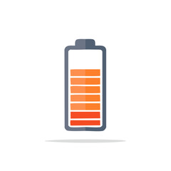 Battery charging level illustration, orange gradient, power, technology concept