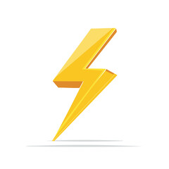 Dynamic bright yellow lightning bolt symbol representing electric power speed and energy concept illustration