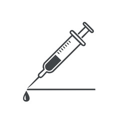 Medical syringe icon with droplet, illustration of vaccination