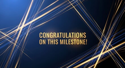 Congratulations on milestone text with golden lines on a gradient blue and black background design art