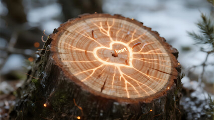 Heart Carved on Tree Stump: Symbol of Love, Nature and Everlasting Connection