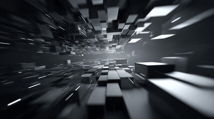 3D abstract high-tech background with glowing geometric shapes and dynamic lines representing futuristic technology innovation digital design and modern cyber visualization in vibrant colors