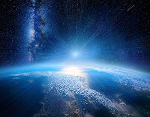 vast expanse of space with earth s horizon illuminated by a celestial display