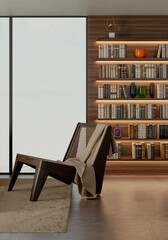 Naklejka premium Large luxury modern bright interiors Living room mockup illustration 3D rendering image