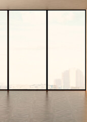 Fototapeta premium Large luxury modern bright interiors Living room mockup illustration 3D rendering image