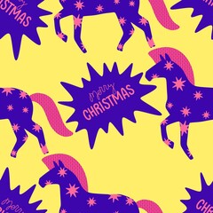 Christmas animals seamless horse pattern for wrapping paper and fabrics and party and kids print