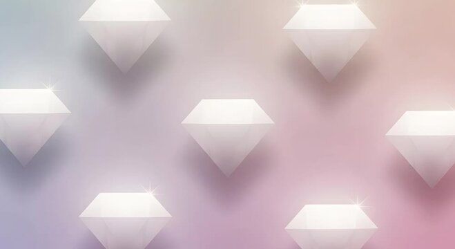 Seven white diamond shapes on a pastel colored gradient background