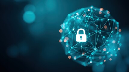 Digital padlock in a secure network illustration