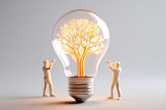 Celebrating growth: a tree inside a light bulb - Powered by Adobe