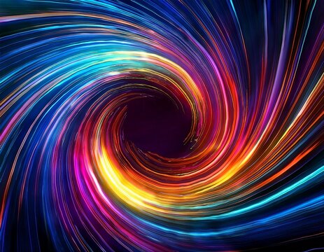 a vibrant swirling vortex of iridescent colors against a dark background creates a captivating abstract design