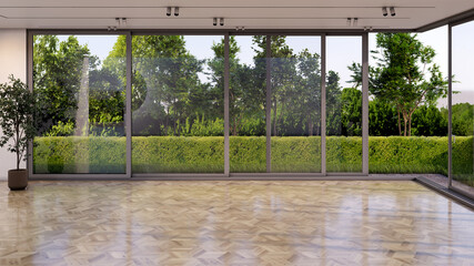 Naklejka premium Large luxury modern bright interiors Living room mockup illustration 3D rendering image