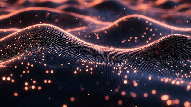 Abstract data streams cross a digital grid forming vibrant flowing connections representing information flow futuristic technology network communication and dynamic cyber visualization in 3D space