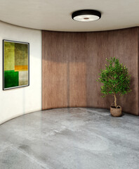 Naklejka premium Large luxury modern bright interiors Living room mockup illustration 3D rendering image