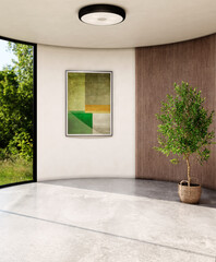 Naklejka premium Large luxury modern bright interiors Living room mockup illustration 3D rendering image