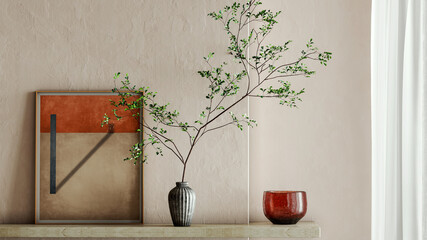 Naklejka premium Large luxury modern bright interiors Living room mockup illustration 3D rendering image