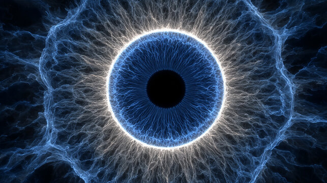 Abstract fusion energy core glowing in blue-white light radiating power and futuristic energy representing advanced technology science innovation and dynamic digital visualization in a sci-fi style