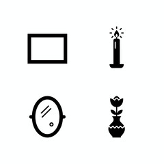 Elegant Decor Icons Frame, Candle, Mirror, and Vase Line Art