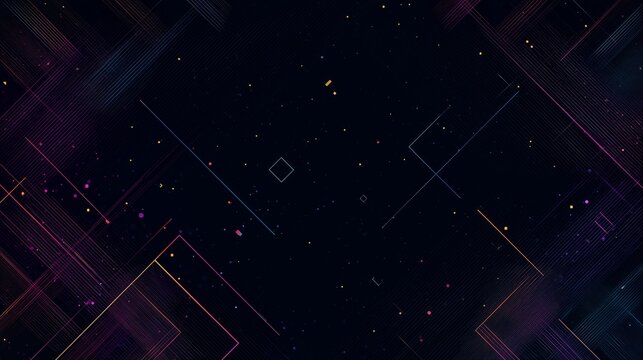 techno party flyer with geometric shapes in dark minimalist space design