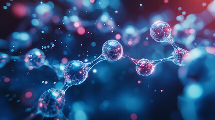 AI system analyzing a molecular model, highlighting advanced technology, scientific research, computational chemistry, and futuristic data-driven molecular insights.