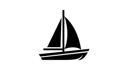 Black and White Sailing Boat Icon Minimalist Design for Navigation and Travel Concepts