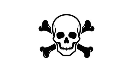 Skull and crossbones symbol of death, danger, and piracy on a white background