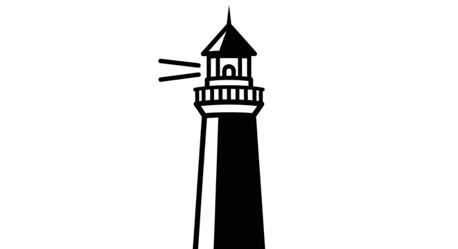 Beacon of Hope A Black and White Lighthouse Illustration for Direction and Guidance