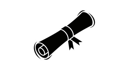A distinct black graphic of a rolled scroll, conveying the powerful concept of academic success, educational achievement, and the formal recognition of a significant accomplishment