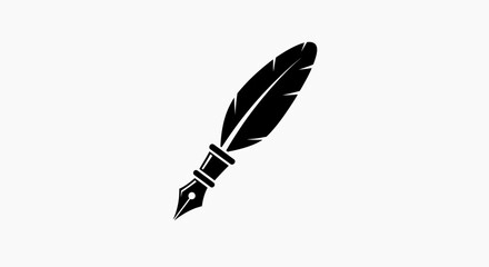 Elegant Feather Pen Icon Symbol of Writing and Creativity for Creative Projects