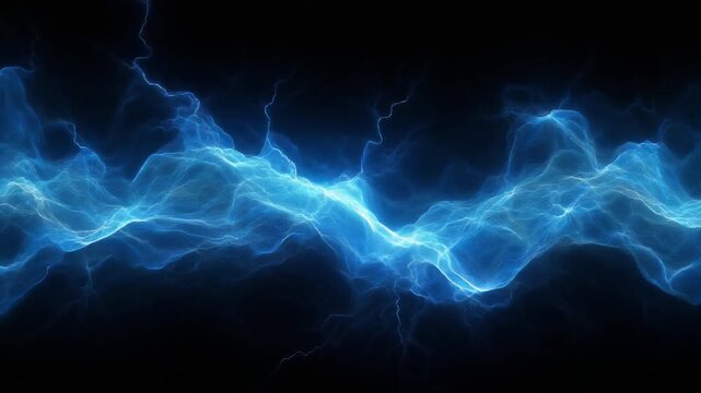 Abstract blue energy wave on a dark background. This captivating image could represent the power of energy, electricity, or even a concept like the digital world.