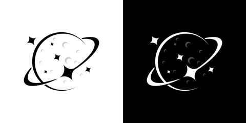 simpple planet galaxy logo. saturn planet abstract logo design illustration © Aone.std
