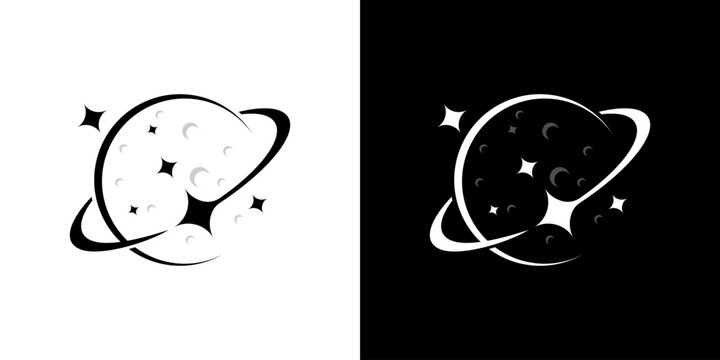 simpple planet galaxy logo. saturn planet abstract logo design illustration - Powered by Adobe