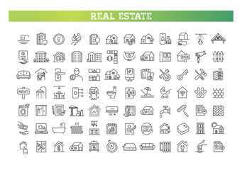 Outline web icons set - Real Estate. Vector icons
